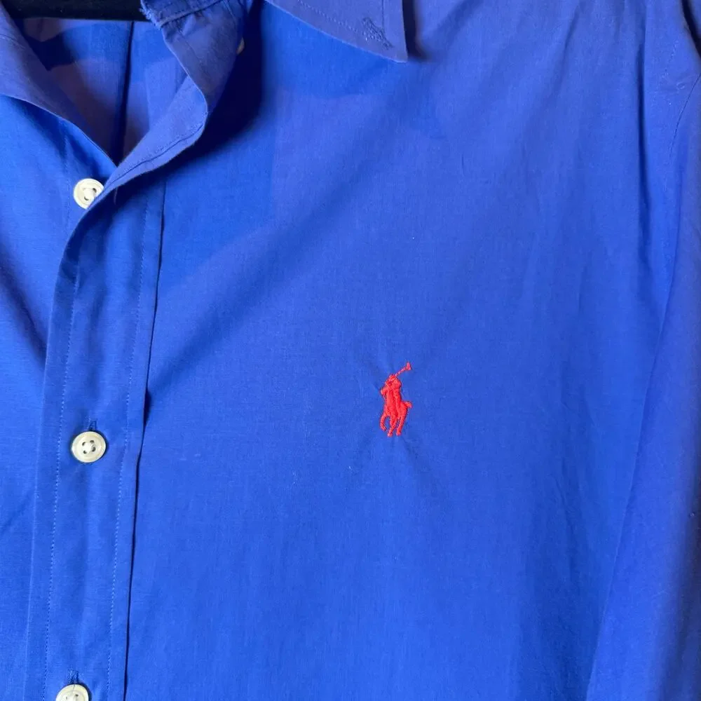 Ralph Lauren Shirt Lot Mens Large Blue Pony & Check Button Down 2 Piece